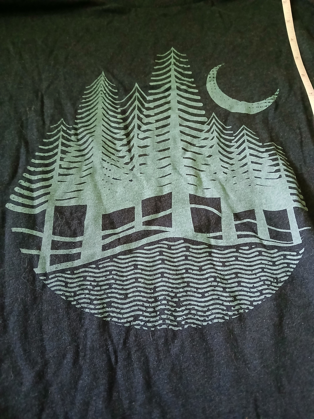 Synergy Organic Clothing Black Long Sleeve Tee with Mint Green Forest Graphic